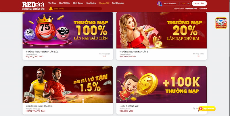 Khuyến mãi khủng có tại RED88