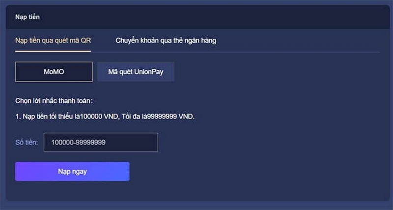 Việc thanh toán ở nhà cái hoàn toàn không mất phí giao dịch