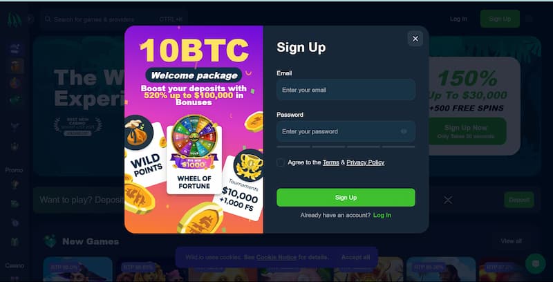 Hướng dẫn các bước tạo tài khoản Wild.io