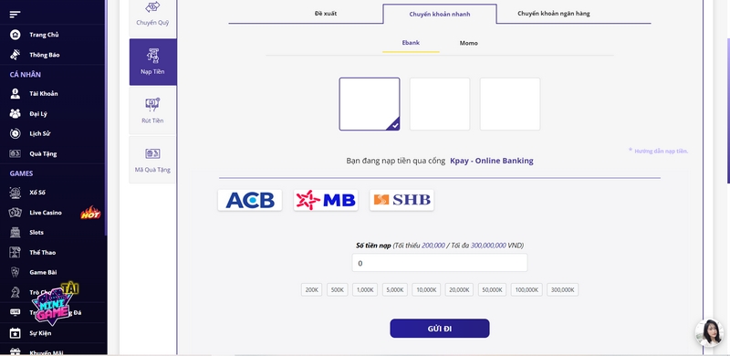 Nạp tiền Vnloto qua ngân hàng điện tử thực hiện 24/24 không tính phí