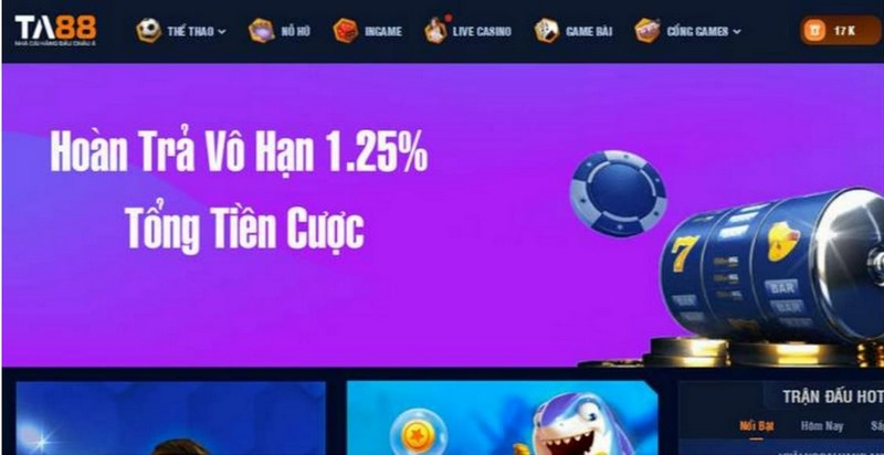 Khuyến mãi TA88 chương trình hoàn trả tiền cược 1.25% mỗi ngày