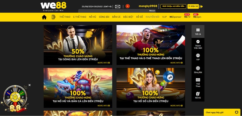 Những chương trình khuyến mãi cực HOT chỉ có tại We88